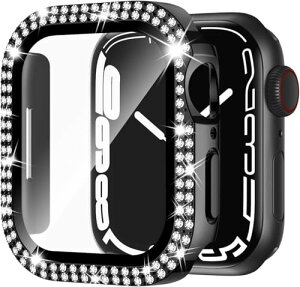 Apple Watch �J�o�[ 44mm �L���L�� ���킢�� �K���X�t�B�����t �����^ PC+�K���X�f�� �����ߗ� �ϏՌ� �L�Y�h�~ �����x �S�ʕی� Apple Watch 44mm �P�[�X (Series SE3 / SE2 / SE / 6 / 5 / 4 / ,44mm,�u���b�N)