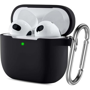 AirPods 4 �P�[�X �Ռ��z�� �y�� �S�ʕی� �ϏՌ� �J���r�i�t�� ���������܂ܗL���[�d�\ �G�A�[�|�b�Y4 �J�o�[ �G�A�[�|�b�Y ��4���� �J�o�[ Silicone Case Cover (�u���b�N)