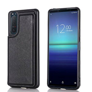 Xperia 5 iii / SO-53B / SOG05 �P�[�X �蒠�^ �w�� ���[ �J�[�h �ϏՌ� �r�W�l�X Sony �X�}�z �o�b�N�J�o�[ �P�[�X �蒠�^ (�u���b�N) ���z�^ �w�ʃJ�o�[ ���X�^���h�@�\ �w�ʌ^�P�[�X �K�p �h�R��so53b 