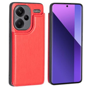 Redmi Note 13 Pro Plus 5G �P�[�X �蒠�^ �w�� ���[ �J�[�h �ϏՌ� �r�W�l�X XIAOMI �X�}�z �o�b�N�J�o�[ �P�[�X �蒠�^ (���b�h) ���z�^ �w�ʃJ�o�[ ���X�^���h�@�\ �w�ʌ^�P�[�X �K�p �V���I�~ ���b