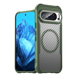 Google Pixel 9 Pro XL �P�[�X �������J�o�[ ���^ �ϏՌ��o���p�[ �}�b�g���� �}�O�l�b�g���� MagSafe�Ή� �����Y�S�ʕی� (�O���[��)
