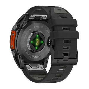 Garmin quatix 8 51mm / Garmin Tactix 8 / Fenix 8 51mm / Instinct 3 Tactical 50mm / Descent Mk3i / tactix 7 AMOLED �x���g 26mm �V���R���� �X�|�[�c�o���h �X�g���b�v �����x���g �_�炩�� �ʋC�� �j�����p (�u���b�N+�O��