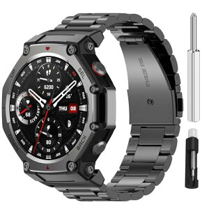 Amazfit T-Rex 3 �x���g ���� �o���h �X�e�����X�� ���^�� �x���g ���������o���h ���v�x���g Amazfit T-Rex 3 48mm�X�}�[�g�E�H�b�`�p �T�C�Y�����H��t�� ���߉\ (�u���b�N)