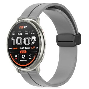Amazfit Active 2 �x���g 20mm �o���h �V���R���� �}�O�l�b�g�t�� �X�|�[�c�o���h �ւ��X�g���b�v �����x���g �_�炩�� �����ȒP �j�����p (�O���[)