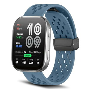 Amazfit Bip 6 / Amazfit Bip 5 / Bip 5 Unity �x���g 22mm �o���h �V���R���� �}�O�l�b�g�t�� �X�|�[�c�o���h �ւ��X�g���b�v �����x���g �_�炩�� �ʋC�� �����ȒP �y�� �������₷�� �j���ʗp ( �u���[ )