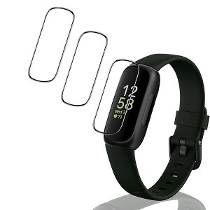 Fitbit inspire3 �t�B���� �K���X�t�B���� PET������ �Y�f�@�� Fitbit inspire 3 �ی�t�B���� �L�Y�h�~ �ϏՌ� ��U�h�~ �S�ʕی� 3D�Ȗ� �����ߗ� �����x�^�b�` �C�A�[�� �����z�� �\��t���ȒP 3���Z
