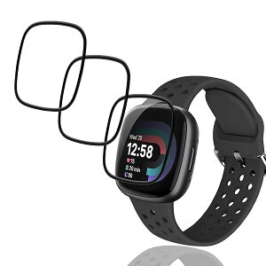 Fitbit Versa 4 / Sense 2 �t�B���� �K���X�t�B���� PET������ �Y�f�@�� Fitbit Versa 4 �t���ی�t�B���� �J�o�[ �L�Y�h�~ �ϏՌ� ��U�h�~ �����C���Z�p �S�ʕی� 3D�Ȗ� �����ߗ� �����x�^�b�` �C�A�[