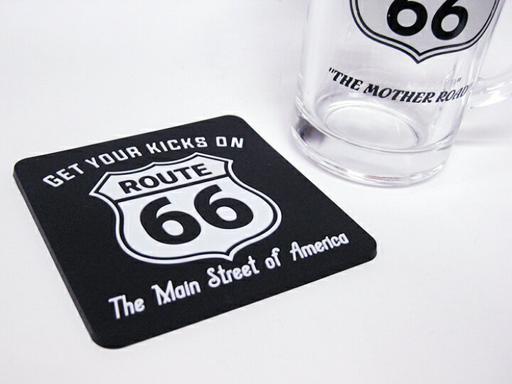 楽天市場 アメリカン バー コースター 2枚セット ルート66 Route66 Bar 黒 おしゃれ かっこいい グラスマット ビンテージ ガレージ バイク 男前コースター 西海岸風 インテリア アメリカン雑貨 ラヴィアンローズ アメリカン雑貨