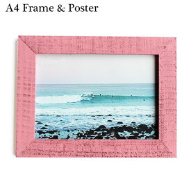 ポスター付き フォトフレーム A4 (ピンク) ポスター フレーム 写真立て 海 波 サーファー 額縁 おしゃれ サーフィン プレゼント 開店祝い 引越し祝い 記念写真 西海岸風 インテリア アメリカン雑貨