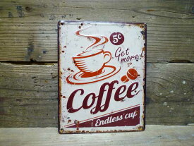 アメリカン ブリキ看板 COFFEE（コーヒー）エンボス(凸凹） ティンサインボード メタルサインボード 看板 西海岸風 インテリア アメリカン雑貨