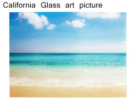 ガラス アート ピクチャー L−F (壁掛け/ポスター) サンファインビーチ 横幅50cm 砂浜 海 波 サーフィン サーフ系 おしゃれ 綺麗な海 ポスター ウエーブ 西海岸風 インテリア アメリカン雑貨