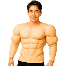 筋肉スーツ ハロウィン マッスルスーツ マッチョ 着ぐるみ 筋肉シャツ ムキムキ コスプレ衣装 変装 TATOYA Free Size)
