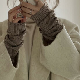 【予約販売 スモーキーブラウンのみ 11月中旬発送予定】ネコポス配送 指穴無し リブ アームウォーマー ベージュ/スモーキーブラウン/モカ/グレー/ダークグレー/ブラック