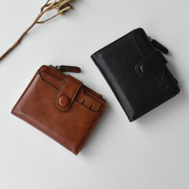 二つ折り財布 ブラック/ブラウン コンパクトサイズ
