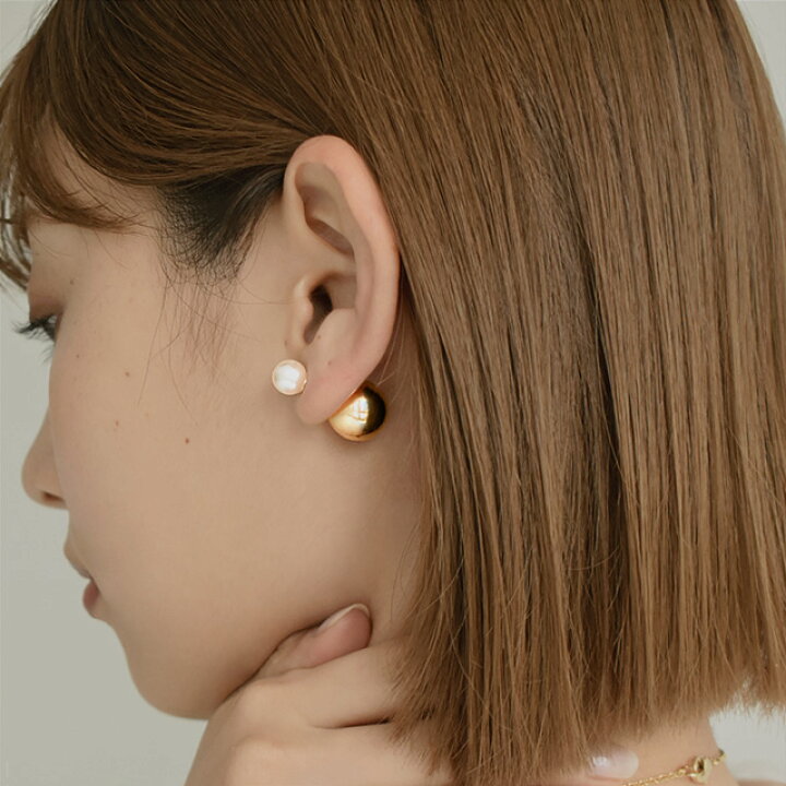 楽天市場】ネコポス送料無料 ダブルピアス ボールピアス ボール パール  