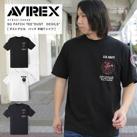 AVIREX アビレックス DUST DEVILS ダストデビルズ 半袖Tシャツ カットソー ワッペン ロゴ プリント 7833134046 2023 春夏 新作【返品・交換不可】