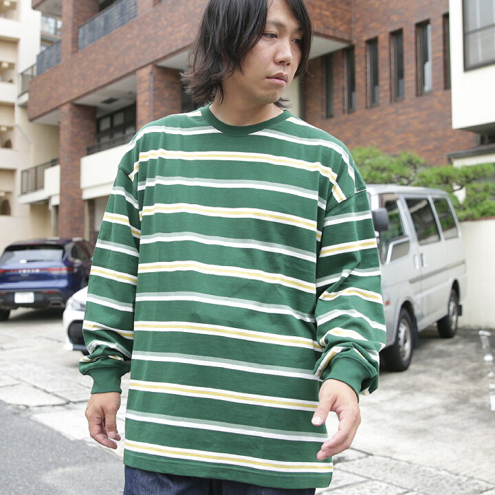 楽天市場 メンズ ボーダーtシャツ ボーダー ランダムボーダー ロンt 長袖tシャツ ビッグシルエット ポケット 長袖 Tシャツ Tee ビッグtシャツ オーバーサイズ 22 秋冬 新作 Web 459 ラックス 皮ジャン皮パンのラックス Lax