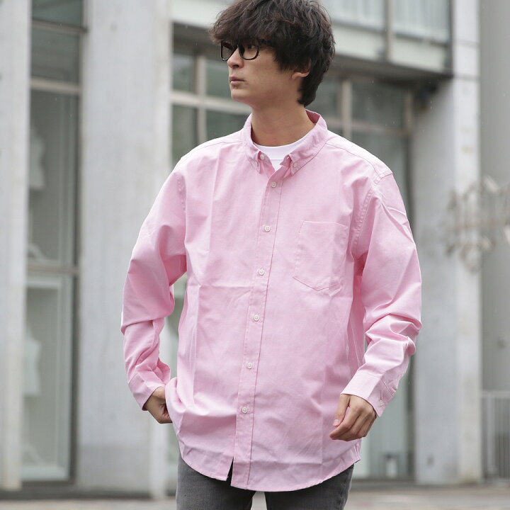 作業服 上 メンズ 4L ピンク長袖シャツ アンテプリマ オックスフォード 