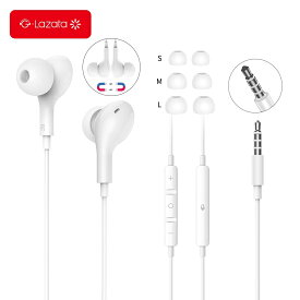 【レビュー特典有】Lazata 有線 イヤホン 3.5mm カナル型 全2色 CTIA規格 4極イヤホン HiFi重低音 遮音 音漏れ防止 リモコン/マイク付き ハンズフリー 通話可能 多機種のデバイスに対応