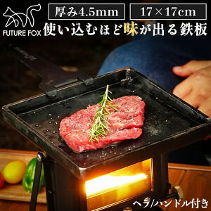 鉄板 FUTURE FOX アウトドア キャンプ 厚さ 4.5mm 縁あり 17cm×17cm×2cm 1.3kg シングルバーナー 【南信州発アウトドアブランド】