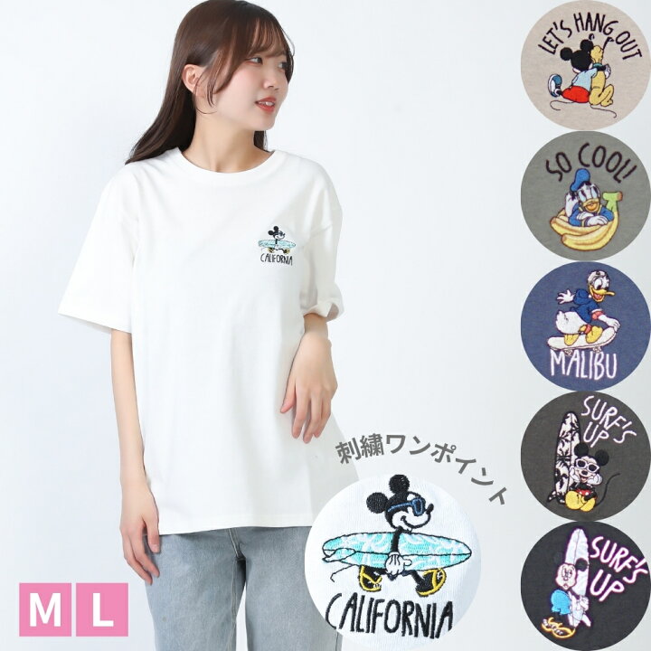 楽天市場】ミッキー tシャツ半袖 刺繍 レディース M L 綿100% : ハワイ 