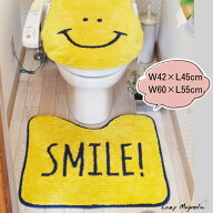 トイレマット セット 2点 おしゃれ 黄色 スマイル ニコちゃん スマイリー
