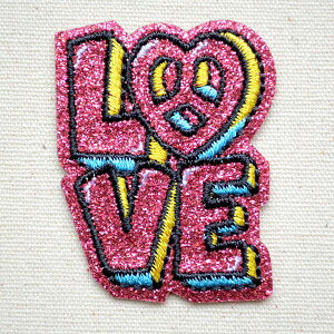 ワッペン リンリンエミリー (LOVE) BB350-BB77 アイロン アップリケ パッチ アルファベット エンブレム 名前 ミリタリー 車 ディズニー ワッペン