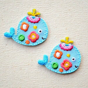 ワッペン クジラ(2枚組) ORG400-23213 ワッペン アイロン ブランド 通販 アップリケ ブレザー シャツ エンブレム アルファベット イニシャル ミリタリー 入園 名前 電車