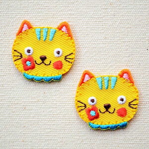 ワッペン ネコ(2枚組) ORG400-23214 ワッペン アイロン ブランド 通販 アップリケ ブレザー シャツ エンブレム アルファベット イニシャル ミリタリー 入園 名前 電車