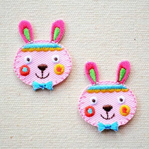 ワッペン ウサギ(2枚組) ORG400-23215 ワッペン アイロン ブランド 通販 アップリケ ブレザー シャツ エンブレム アルファベット イニシャル ミリタリー 入園 名前 電車