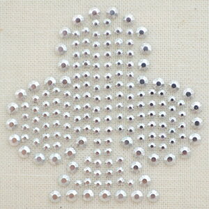 クリスタルワッペン/ラインストーン Clover クローバー(クラブ/シルバー) CRW-012 アイロン アップリケ パッチ アルファベット エンブレム 名前 ミリタリー 車 ディズニー ワッペン