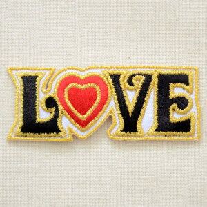 メッセージワッペン LOVE ラブ(ハート) W251 アイロン アップリケ パッチ アルファベット エンブレム 名前 ミリタリー 車 ディズニー ワッペン