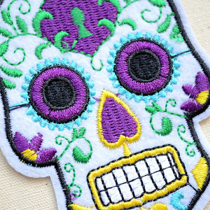 楽天市場 ワッペン メキシカンスカル どくろ ブルー W196 ワッペン アイロン ブランド 通販 アップリケ ブレザー シャツ エンブレム アルファベット イニシャル ミリタリー 入園 名前 キャラクター ワッペン通販 ワッペンストア