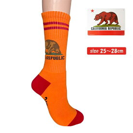 スケーターソックス 靴下 SOX オレンジ メンズ カリフォルニアリパブリック 25～28cm グリズリー