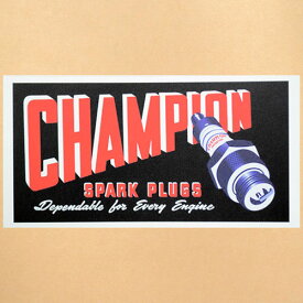 ガレージステッカー/シール チャンピオン Champion(ブラック/レクタングル) GS-026