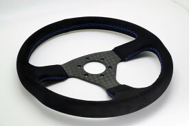 【 Number7 】 ドライカーボンステアリング チェッカー柄 ウルトラスエード ステアリング ハンドル 旧車 送料無料