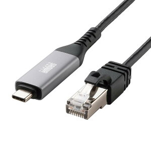 �T�����T�v���C USB Type-C LAN�ϊ��P�[�u��(2m) Cat6 1Gbps �����f�[�^�ʐM MAC�A�h���X�p�X�X���[�Ή� �h���C�o�s�v KB-SL6CLAN02BK