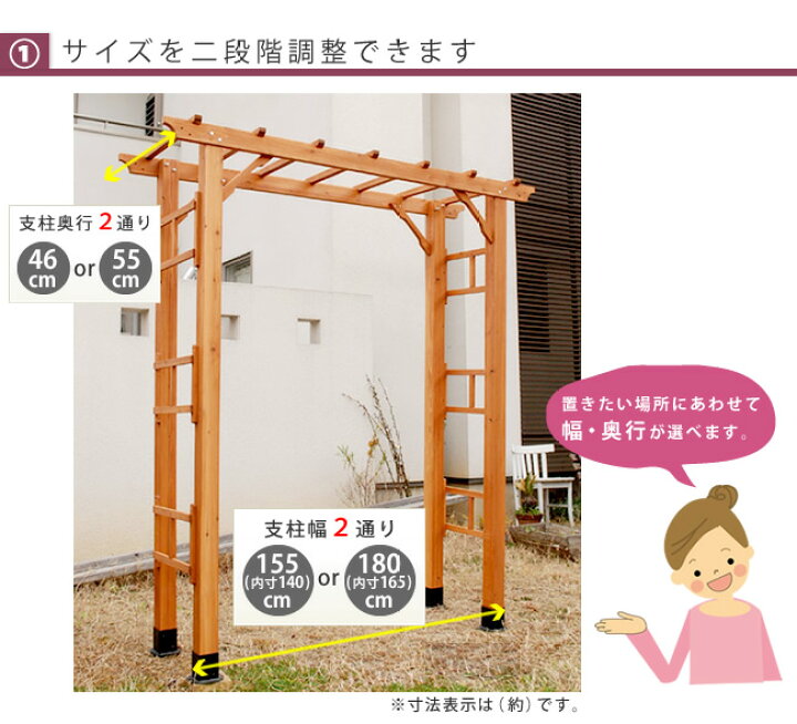 楽天市場】\ポイント5倍☆20日限定/フレックスパーゴラ190 2台組 平地金具セット【送料無料 アーチ 門 木製 バラ 薔薇 フェンス ホワイト ブラウン おしゃれ 小型 北欧 ガーデニング 屋外 家具 ツタ 蔦 イングリッシュガーデン エクステリア ロマンチック トレリス 園芸 ...