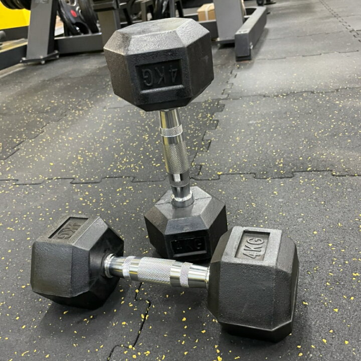 楽天市場】ラバー ヘックス ダンベル 4kg × 2個 セット バーベル 