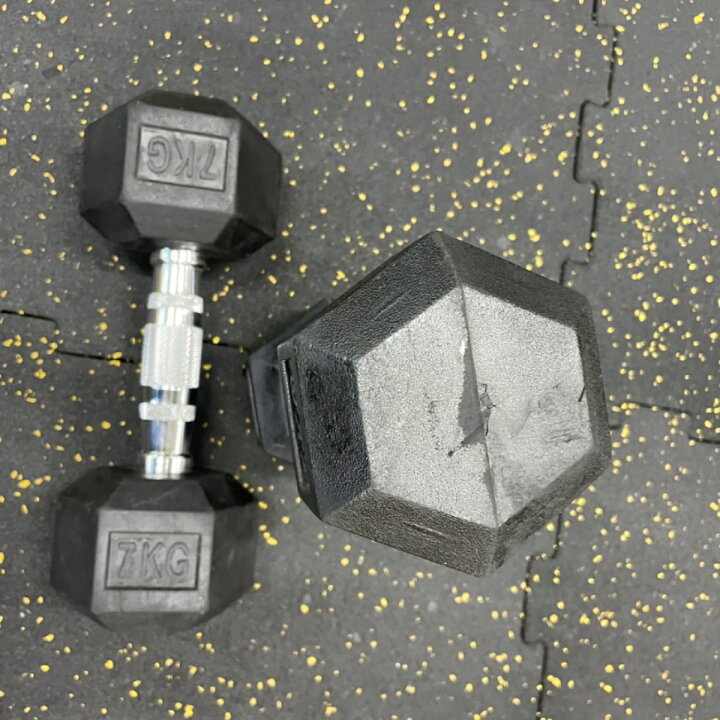 楽天市場】ラバー ヘックス ダンベル 7kg × 2個 セット バーベル 