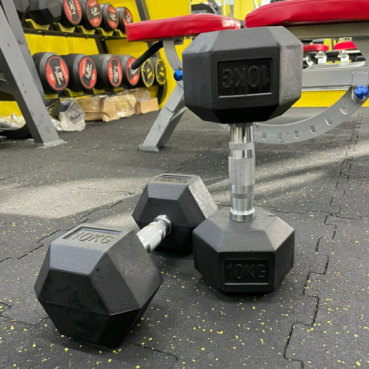 楽天市場】ラバー ヘックス ダンベル 10kg × 2個 セット バーベル 
