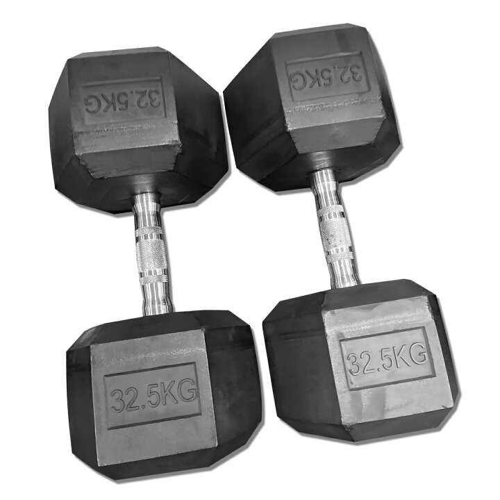 楽天市場】ラバー ヘックス ダンベル 32.5kg × 2個 セット バーベル 