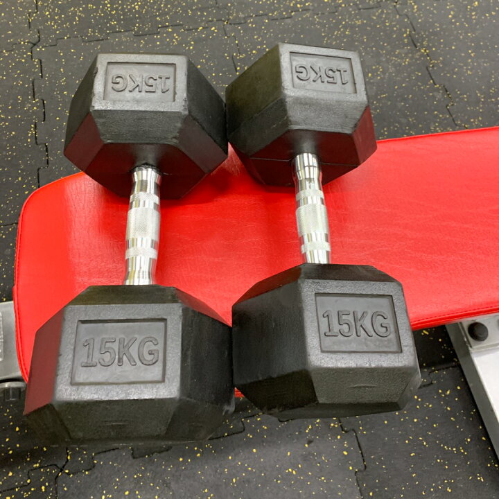 楽天市場】ラバー ヘックス ダンベル 15kg × 2個 セット バーベル 