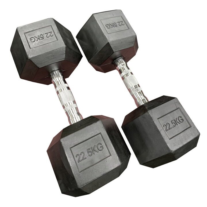 楽天市場】ラバー ヘックス ダンベル 22.5kg × 2個 セット バーベル 