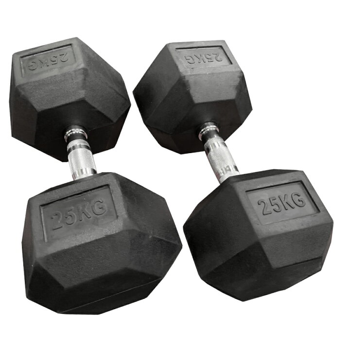 楽天市場】ラバー ヘックス ダンベル 25kg × 2個 セット バーベル 