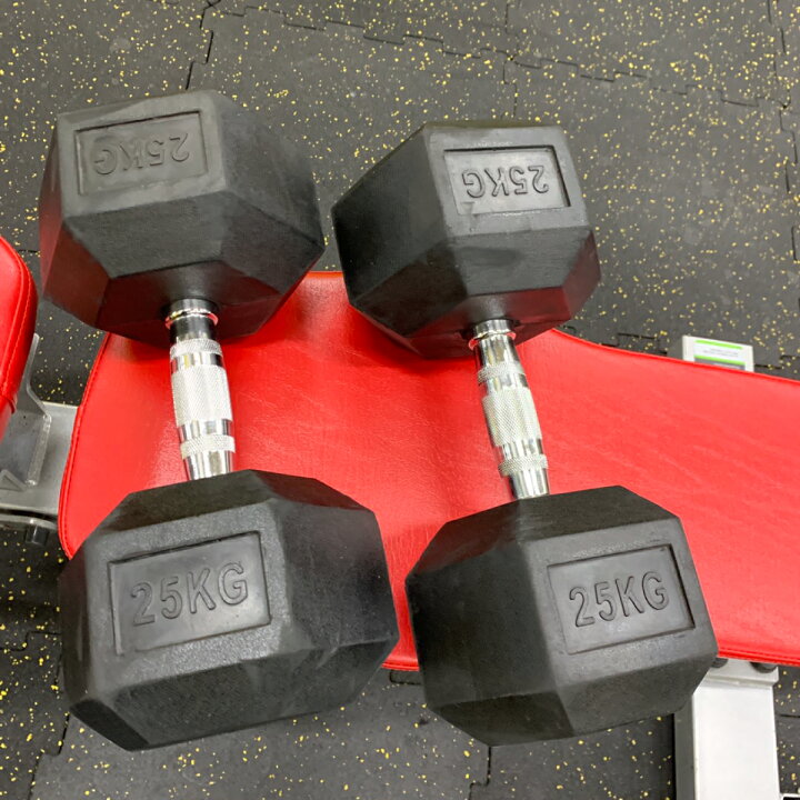 楽天市場】ラバー ヘックス ダンベル 25kg × 2個 セット バーベル 