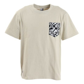 チャムス（CHUMS）（メンズ）半袖Tシャツ 米織小紋柄 ポケット CH01-2259-G057 ベージュ