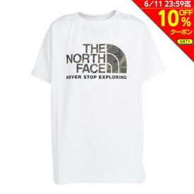 【10%OFFクーポン対象 6/11迄】ノースフェイス（THE NORTH FACE）（キッズ）半袖 Tシャツ ショートスリーブ カモロゴTシャツ NTJ32359 W ホワイト トップス UVカット クルーネック