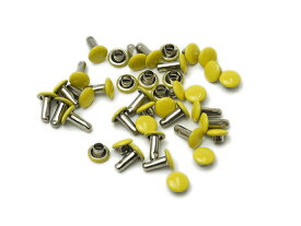 【大袋】両面カシメ 極小 黄 φ4.6mm×足の長さ5.3mm（全長6.5mm） 300ヶ入【送料無料】 【メール便選択可】 [ぱれっと] レザークラフトまとめ買い（業販） カシメ箱売り