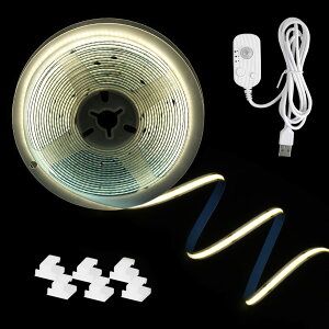 COB�e�[�v���C�g LED�X�g���b�v���C�g COB���P�x COB�e�[�v 5M 4000K USB���d�� �l�� ���� �Z���T�[�t�� �P�[�u���N���b�v�t�� ���ʃe�[�v ���� �䏊 �L�� DIY�Ɩ� �����p �j���p �����\ ��h�� ��